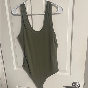 Nuuds olive green Ribbed Tank Bodysuit